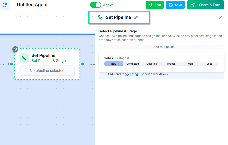 Select a pipeline